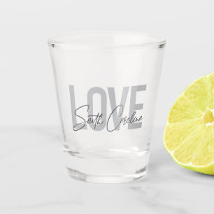 Copo De Shot Moderno, simples, legal design Love Carolina do Su