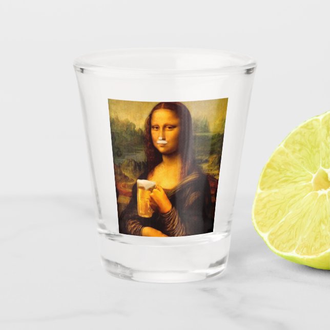 Copo De Shot Mona Lisa bebendo Beer amantes (Frente)