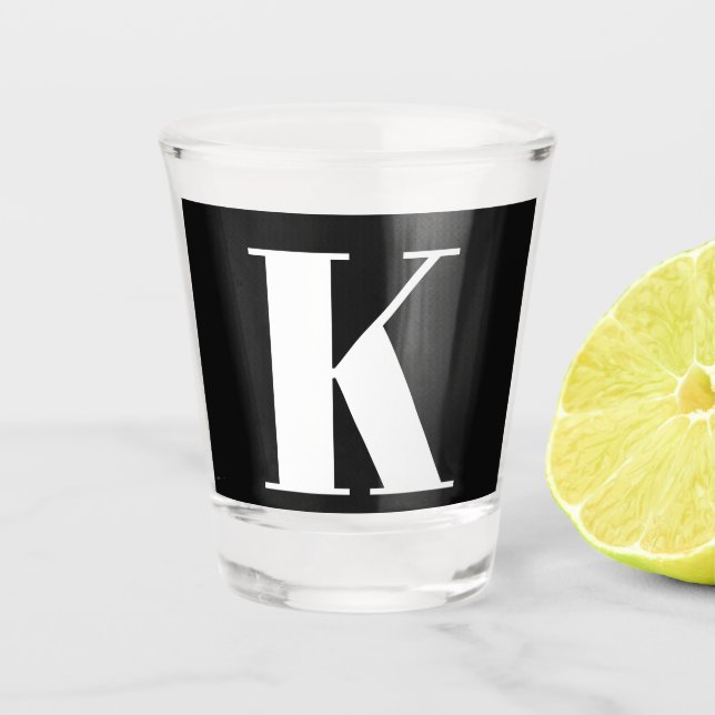 Copo De Shot Monogram Initial Wedding Bridal Shower Gift Favor (Frente)