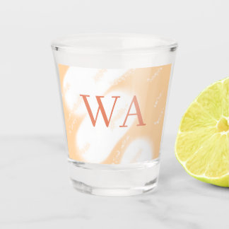 Copo De Shot Monograma branco laranja pastel rosa nome retro ne