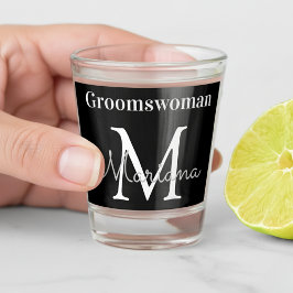 Copo De Shot monograma branco preto da groomswoman personalizad