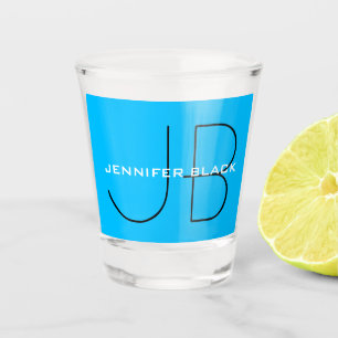 Copo De Shot Monograma Capri Blue Minimalist Modern Name