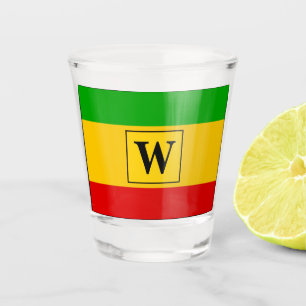 Copo De Shot Monograma da Bandeira do Rasta jamaicano
