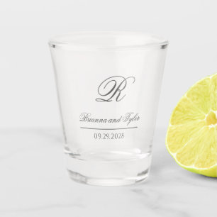 Copo De Shot Monograma de Casamento Clássico Simplesmente Elega