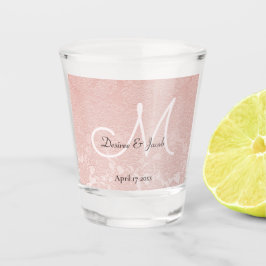 Copo De Shot Monograma de Casamento Elegante Cor-de-Rosa Esbran