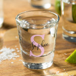 Copo De Shot Monograma de Nome Personalizado Moderno - Rosa<br><div class="desc">Monograma de Nome Personalizado Moderno - Rosa</div>