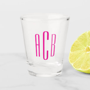 Copo De Shot Monograma de Três Letras Rosa Quente