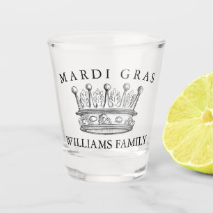 Copo De Shot Monograma do Nome da Família Mardi Gras Crown