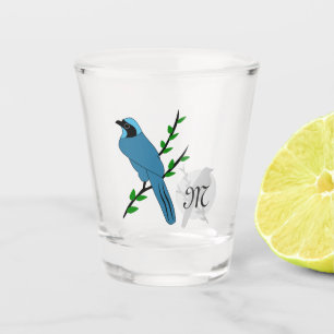 Copo De Shot Monograma do Pássaro Turquesa bonito