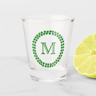 Copo De Shot Monograma Moderno 4 Folha de Vinho Verde Shamrock