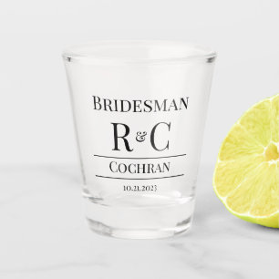 Copo De Shot Monograma Moderno Casamento Bridesman Favor Gift