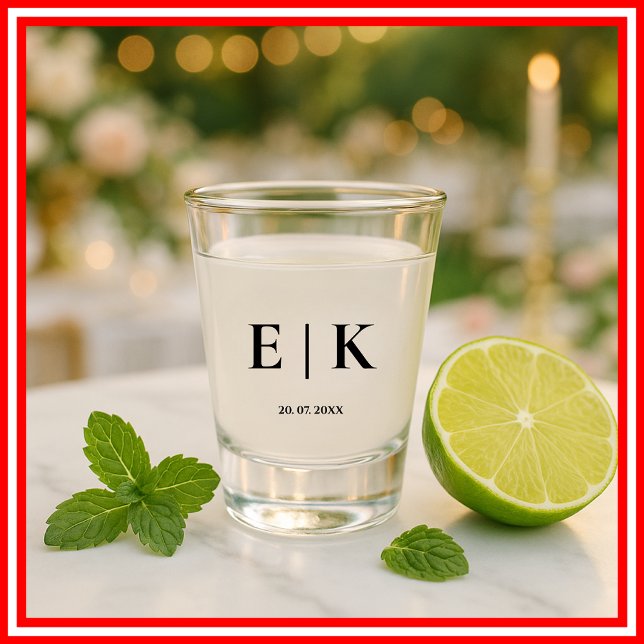 Copo De Shot Monograma Moderno Elegante Simples Casamento Minim (Criador carregado)