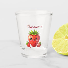 Copo De Shot Monograma morango kawaii fofo