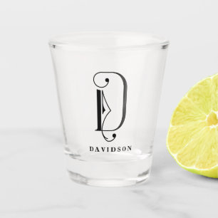 Copo De Shot Monograma Personalizado - Letra D com Sobrenome
