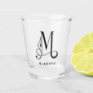 Copo De Shot Monograma Personalizado - Letra M com Sobrenome