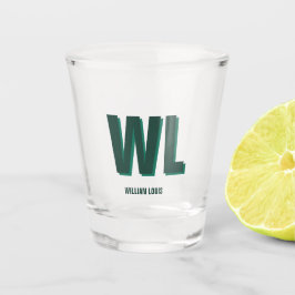 Copo De Shot Monograma Personalizado Verde Esmeralda Minimalist