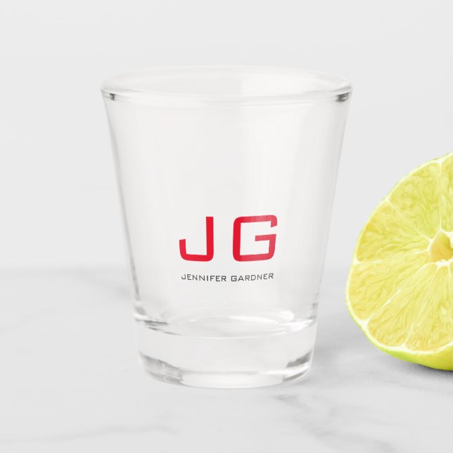 Copo De Shot Monograma vermelho-branco comum de tendência (Frente)