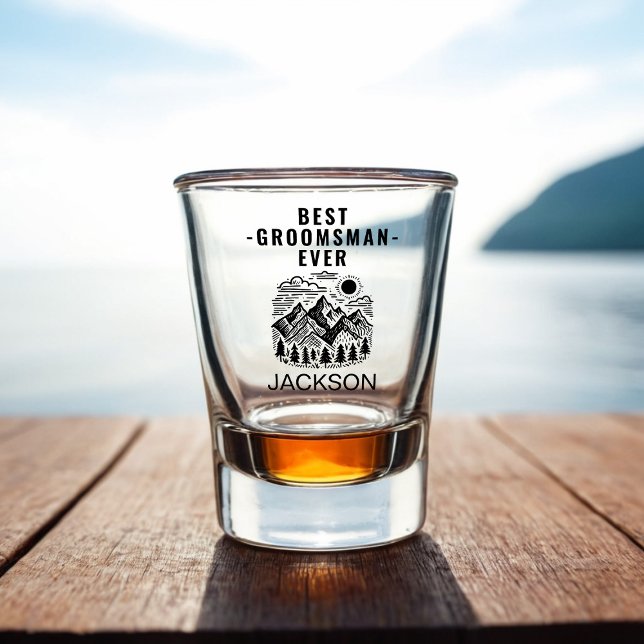 Copo De Shot Montanhas Modernas Rústicas Groomsman Personalizad (Best Groomsman Ever Custom Shot Glass)