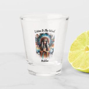 Copo De Shot Morada de penas vibrante de uma mulher indiana