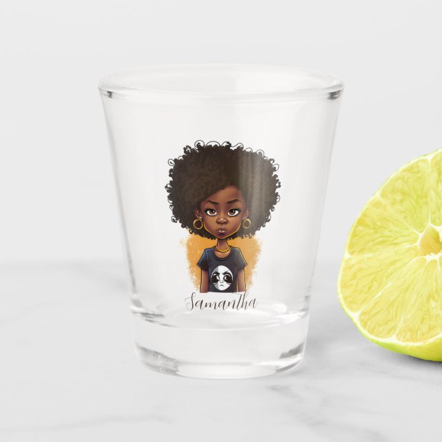 Copo De Shot Mulher Afro Simples (Frente)