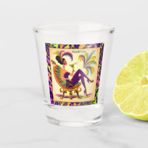 Mulher de Martini Retro Meados do Século Mardi Gra
