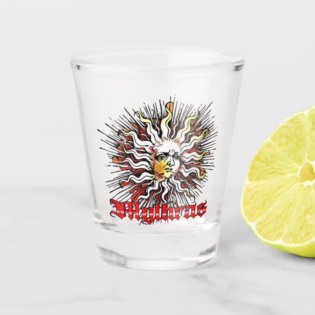 Copo de shot | Mythras | Sol Deus (Frente)