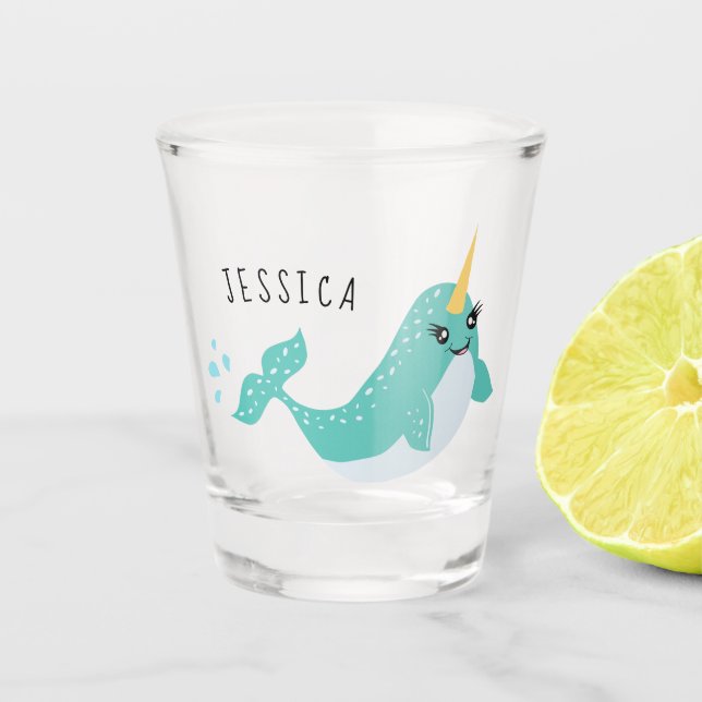Copo De Shot Narwhal Cute Sea Unicorn (Frente)