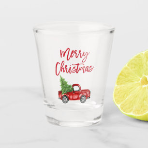 Copo De Shot Natal de Caminhão de Vintage com Script de Pincel