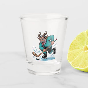 Copo De Shot Natal Jogando Hóquei no Gelo Assustador Natal Espo