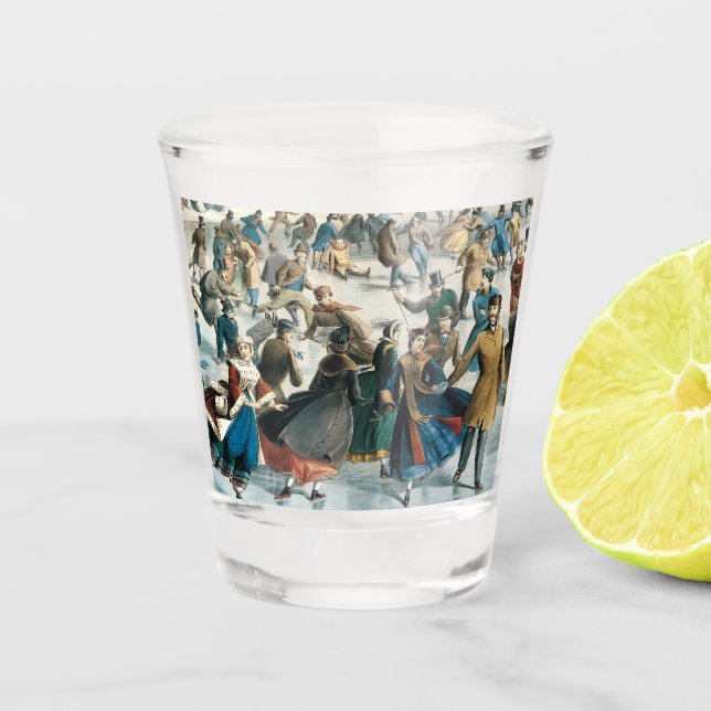 Copo De Shot Natal Vitoriano Central Park Currier & Ives (Frente)