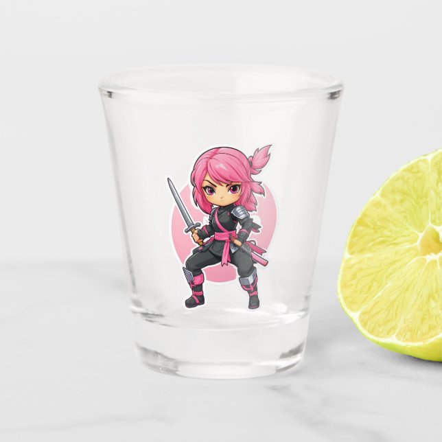 Copo De Shot Ninja Girl Rosa (Frente)