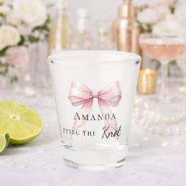 Copo De Shot Noiva dando o nó laço rosa Bege Bachelorette