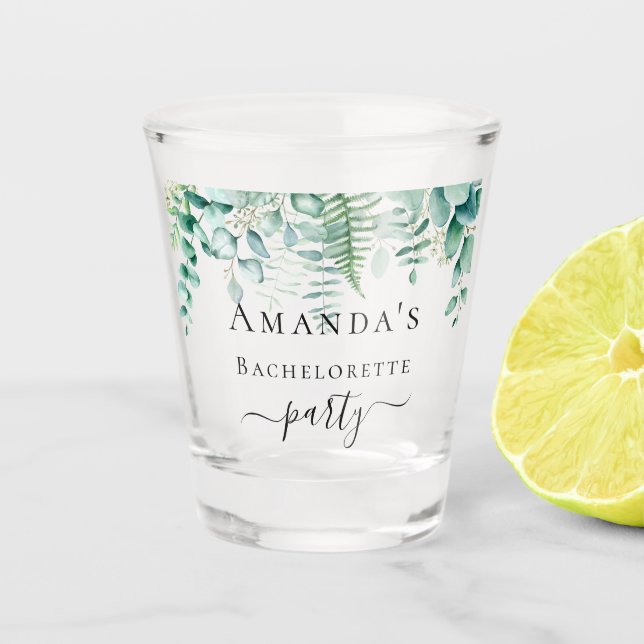 Copo De Shot Noiva eucalipto verde fetos floresta (Frente)