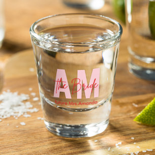 Copo De Shot Noiva mínima   Iniciais de Sra. Futuro Personaliza
