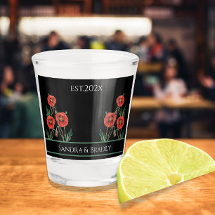 Copo De Shot Noiva Noivo Floral Califórnia Amarelo Preto Casame