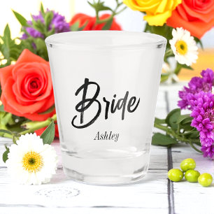 Copo De Shot Noiva Preta Branco Script Casamento 