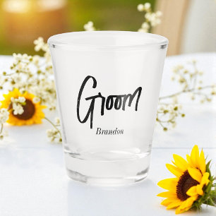 Copo De Shot Noivo Preto Branco Script Casamento  