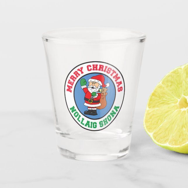 Copo De Shot Nollaig Shona Irish Christmas Santa Shot Glass (Frente)