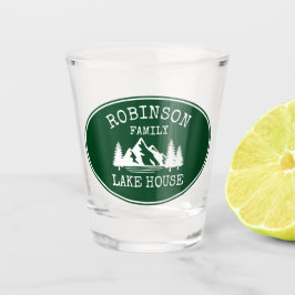 Copo De Shot Nome da família Lago House Trees Forest Green