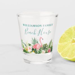Copo De Shot Nome da Família Watercolor Tropical Floral Beach H