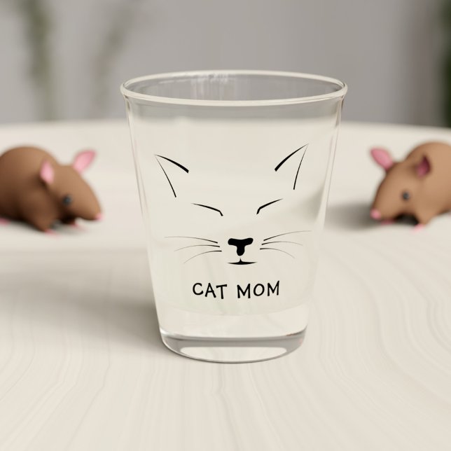 Copo De Shot Nome da Mamãe do Gatinho Fofo Dorminhoco (Purrfect shot glass for the cat mom in your life (or cat dad) just add their name!)