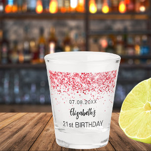 Copo De Shot nome de cintilação vermelha festa de aniversário