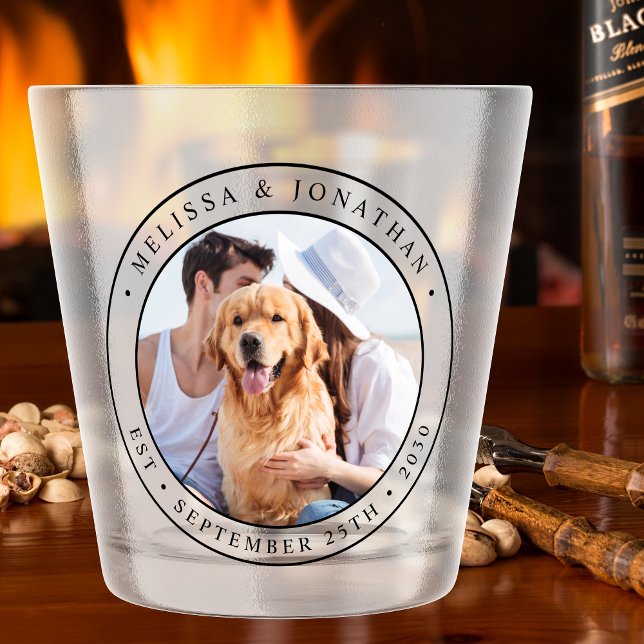 Copo De Shot Nome de Foto Personalizado Datas de Casal Vidro de (Criador carregado)