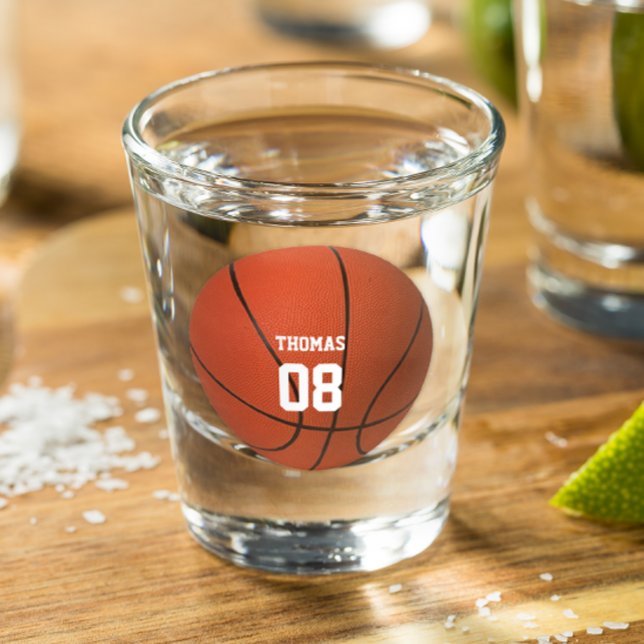 Copo De Shot Nome do basquete e número de vidro personalizado (Criador carregado)