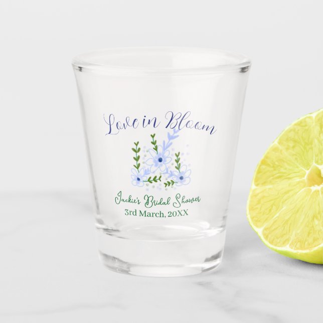 Copo De Shot Nome do chá de noiva boho roxo amor em flor retro (Frente)