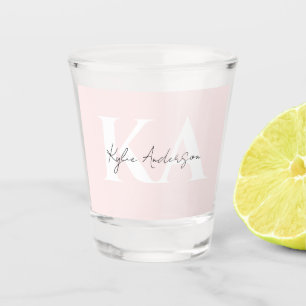 Copo De Shot Nome do Monograma Personalizado do Rosa de Blush M