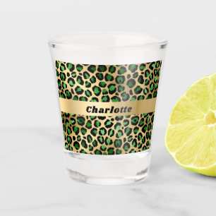 Copo De Shot Nome do padrão de leopardo guepardo dourado esmera