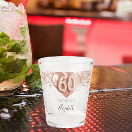 Copo De Shot Nome dos balões de ouro de rosa de 60 anos
