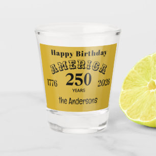 Copo De Shot Nome    Feliz Aniversário América 250 Anos Ouro