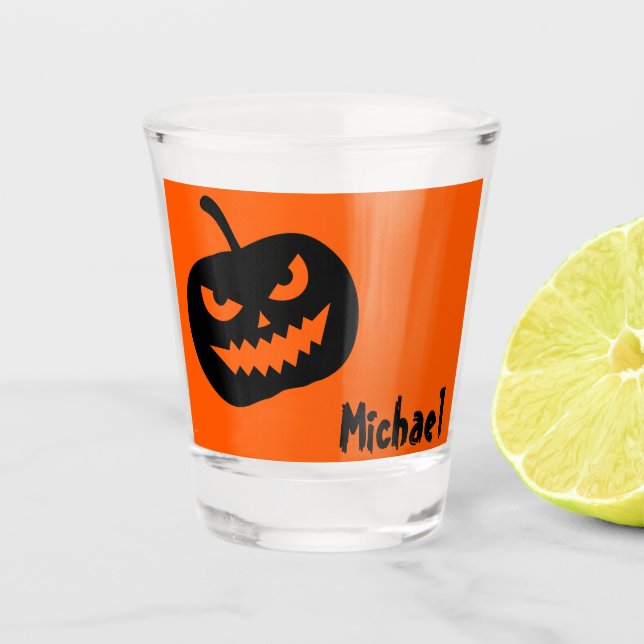 Copo De Shot Nome, Halloween Jack o Lantern 1,5oz Shot Glass (Frente)
